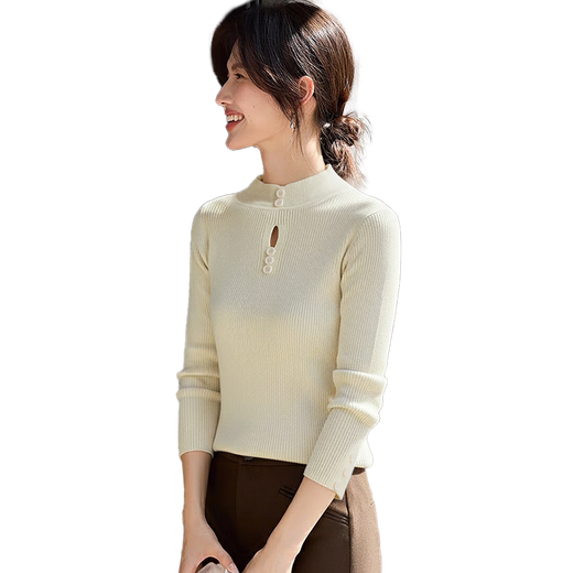 She Enjoys Knitted Sweater Women's Half Turtle Collar Knitted Bottoming Shirt Autumn and Winter Solid Color Slim Top Sweater Women T54Z121