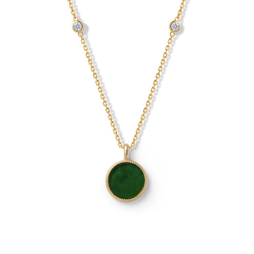 CIGA LONG Wu Shi brand disc green jade necklace ring earrings new product series new Chinese style jewelry Wu Shi brand disc green jade necklace