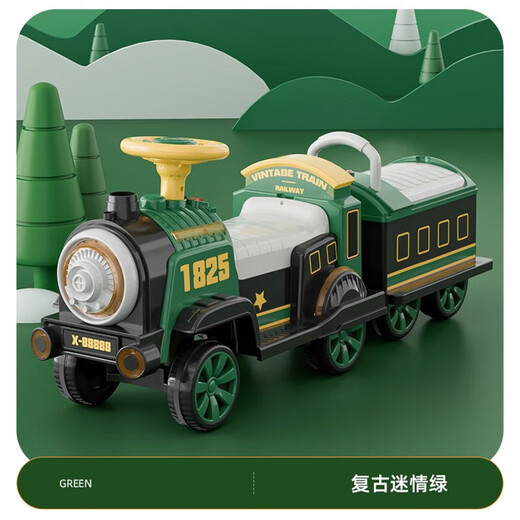 Yunya small train can seat people, remote control children's electric car, men's and women's toys, four-wheel car, two-seater, baby can spray, retro red - dual electric dual drive - front compartment - remote control - with spray