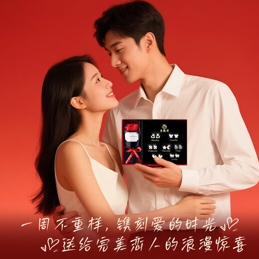Lao Fengxiang Zhou Earrings for Women S999 Pure Silver One Week Rose Set Ear Jewelry Birthday Anniversary Gift for Girlfriend and Wife Romantic Vow Zhou Earrings