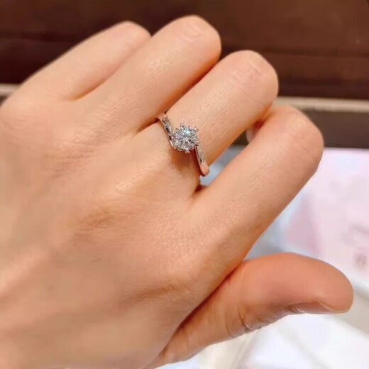 I Do platinum PT950 diamond ring Snowflake twist arm 1 carat cultivated diamond proposal engagement diamond ring gift for girlfriend Snowflake twist arm 1 carat diamond size 13