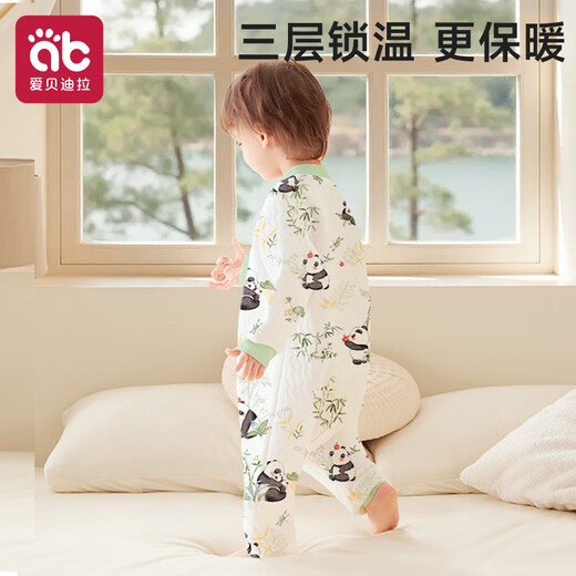 AIBEDILA baby sleeping bag, children's autumn and winter air layer split leg anti-kicking baby quilted sleeping bag 80 size panda