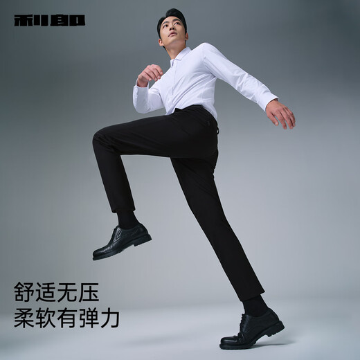 利郎抗静电加绒休闲裤男冬季男裤加绒加厚2025新款远红外发热弹力裤子 黑色（G5DXK81501） 32 (175/82A)