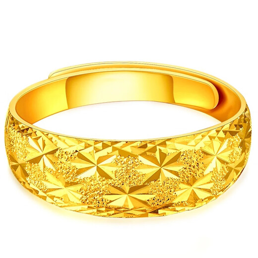 Mengzhuji gold baby's breath ring live mouth 999 pure gold couple ring real gold silver-covered ring opening gift for girlfriend Width 12mm - about 9 grams - gold weight 1.1g