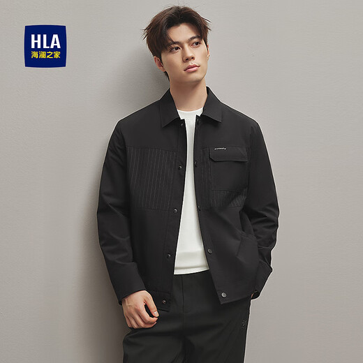 Heilan House (HLA) Jacket Men's 25 New National Premium Lapel Crisp Casual Jacket Men's Autumn Black Inlay R3 M 170/88A Recommended 125~136Jin Jin equals 0.5kg