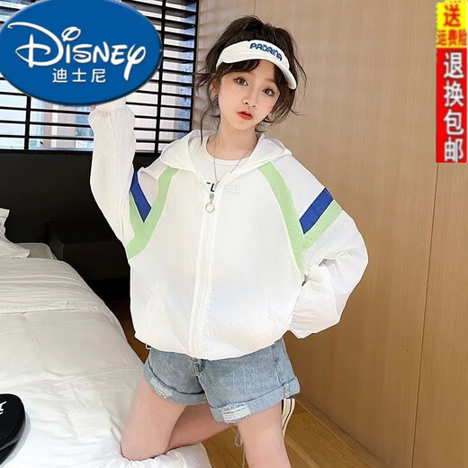 Disney Girls' Sun Protection Clothes Summer 25 Years New Children's Thin Air-Conditioning Shirts Summer Breathable Ice-Sense Skin Clothes for Middle and Large Children Color Purple 160 Recommended Height Around 155