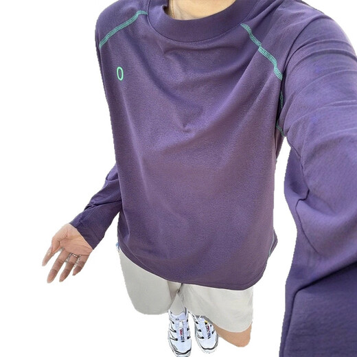 Purple American quick-drying clothing for men and women in autumn new sun protection long-sleeved T-shirt badminton clothing outdoor sports cycling clothing black L