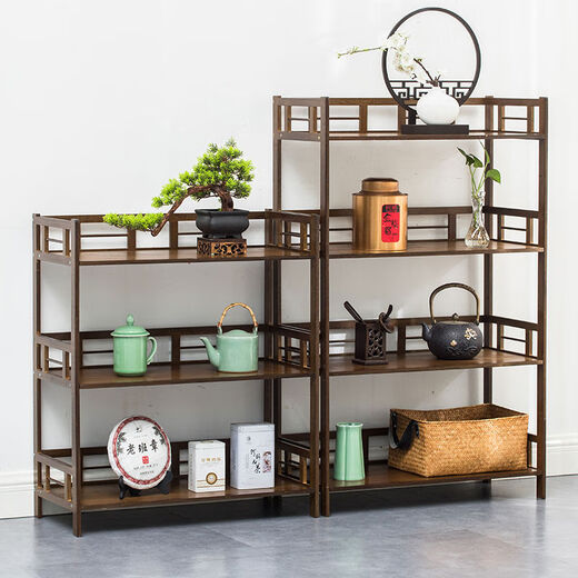 He Jiagong small tea cabinet tea cabinet tea set storage rack tea cabinet storage cabinet solid wood living room multi-layer tea shelf 037 model 68 Hu color 6 layers with door double drawer universal