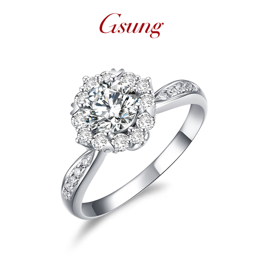 GsunG platinum diamond ring for women, brilliant PT950 pure platinum ring, fashionable and shiny proposal, wedding and Chinese Valentine's Day gift. Priced by gram. Contact before bidding.