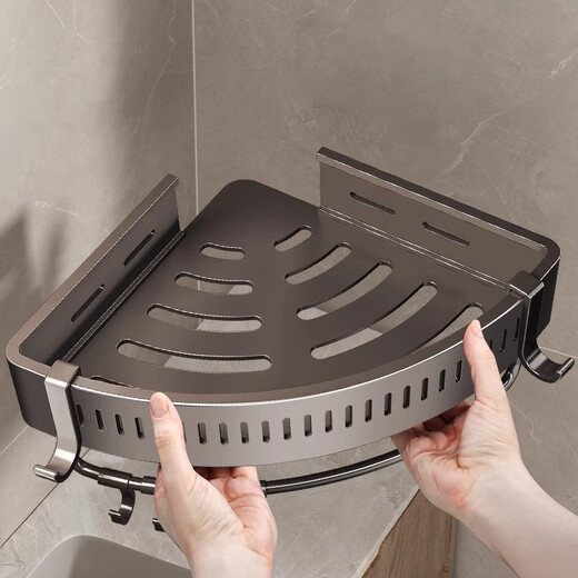Ratina de almacenamiento triangular de baño sin golpes en el baño inodoro pared de inodoro colgante de lavado de baños 4 puntos 5 cm Agujero vertical de doble capa * 4 ganchos-16869