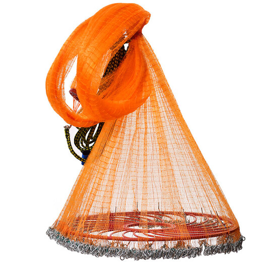 Fishing net, Frisbee-type hand-thrown net, old-fashioned fishing net, hand-thrown net, fish fishing, lazy man's automatic rotating net, and does not retreat when entering the water - tire 2.4 meters high-speed rail chain half finger