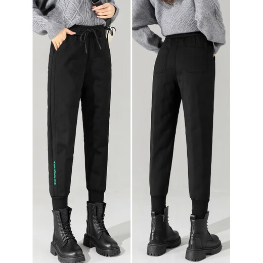 Snow Flying (SNOWFLYING) goose down pants for women to wear as outerwear, leggings workwear, 2025 new winter high-end trousers, Northeast minus 40 cold protection, foot letter style_whole body 95% white goose down M_90-100Jin Jin equals 0.5 kg
