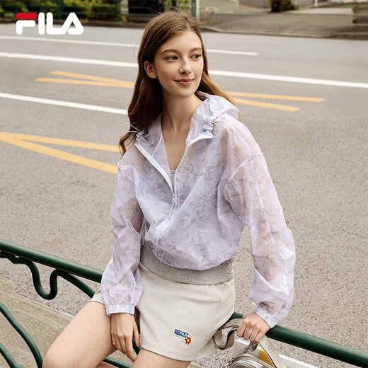 FILA Official Women's Woven Jacket 2025 Summer Fashion Casual Loose All-over Printed Hooded Top