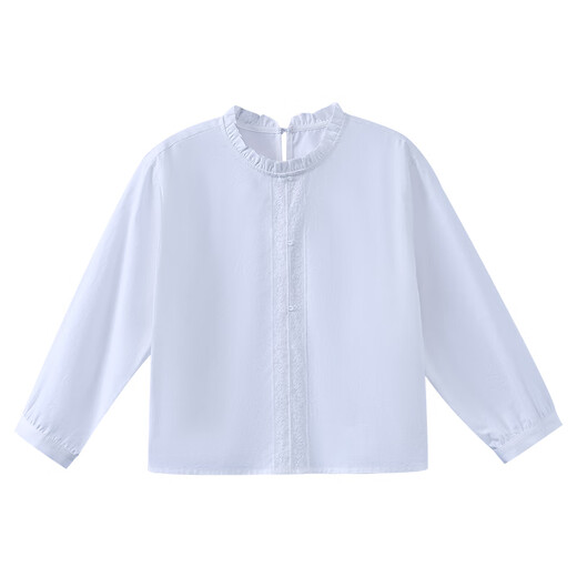 Hacikis children's clothing spring and autumn children's long-sleeved tops literary French bottoming shirts girls white shirts older children's autumn clothes white 160cm