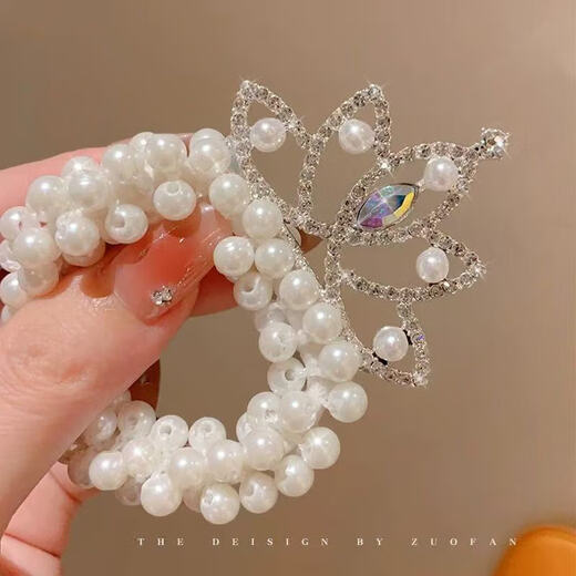 Wedding Pearl Hair Rope Princess Crown Tiara Bridal Ball Hair Circle Rubber Band Women's Hair Tie Children's Hair Flower Hair Accessories 03 Little Star Crown