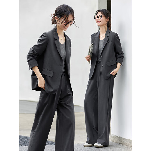 Fanximan old money style gray suit suit for women new casual suit trousers two-piece set high-grade gray M