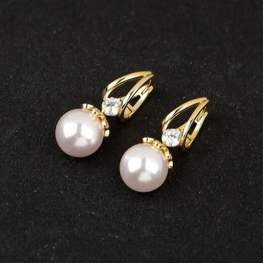 Copper alloy imitation pearl earrings, elegant purple pearl earrings, autumn and winter new style, light luxury, simple and exquisite earrings, 1 pair of classic white pearl earrings, light luxury quality