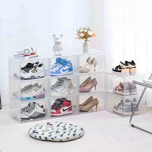 Yusenyi RMAX shoe box AJ acrylic sneakers transparent storage box magnetic side opening to display plastic dormitory artifact shoes (E) transparent side opening shoe box 8 pieces 33x27x21cm