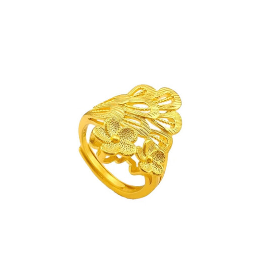 Keshan gold phoenix tail gold flower ring fashionable temperament 24K flower ring live mouth full gold plated index finger ring phoenix tail gold