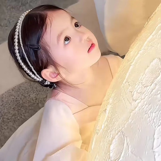 Children's Super Fairy Pearl Headband Women's Summer 2024 New Girls Headband Hairpin Hair Ornament Forest Fairy Beauty Headband Hair Bundle 1# Hair Hoop