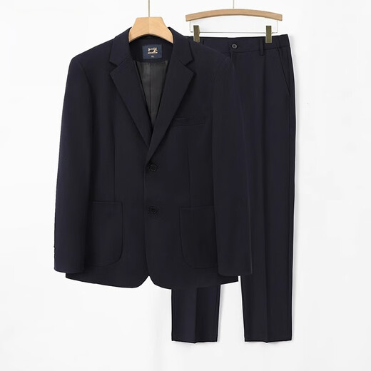 Romon Casual Trend Frühlings- und Herbstanzuganzug Herren, schlanker und High-End-Single-Jacke Koreaner Stil Trendy Small Anzug Dunkelgrauer Anzug (Hosen + Anzug) XL [Empfohlen 130-145jin [Jin entspricht 0,5 kg]]