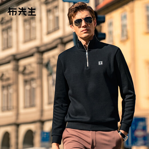 Mr. bu Bu Bu Bu Buy Leder Reißverschluss Halsband Männer Sweatshirt Neue schwarze altersreduzierende BT12187 Black S __165