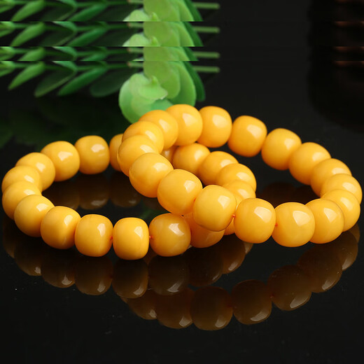 Xidian natural raw mineral beeswax old-style barrel beads single beads loose beads spaced beads Buddha beads bracelet single bead amber bracelet accessories diameter about 7mm single bead