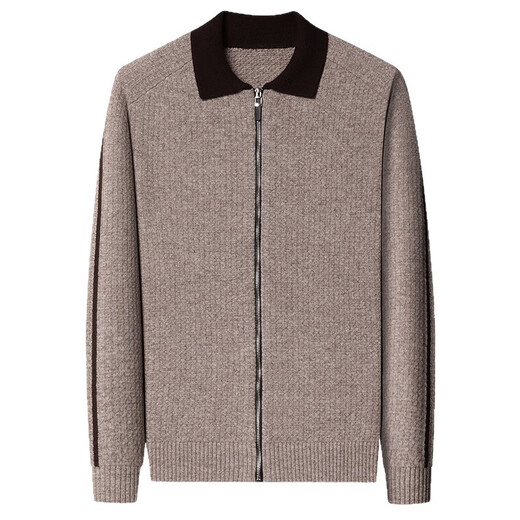 DVW International Brand Men's Wool Cardigan Zipper 100 Pure Wool Fashion Business Thickened Knitted Sweater Jacket High-End New Lime 4XL 130 Suitable for 180-200Jin Jin equals 0.5kg