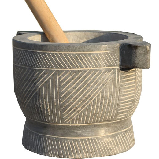 Stone mortar for making glutinous rice cakes, household tools for making rice cakes, glutinous rice and chili stone, natural bluestone jar, commercial large old-fashioned, diameter 40, inner diameter 32, height 30, free stone hammer 0ml