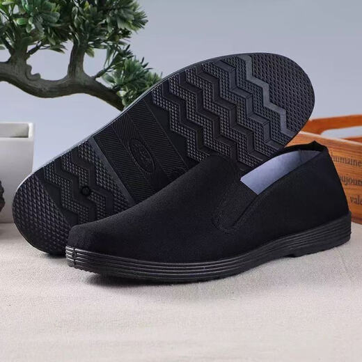 
Old Beijing cloth shoes men's shoes traditional thousand-layer sole breathable casual shoes one foot soft sole comfortable driving shoes work shoes black--all black sole cloth shoes 42