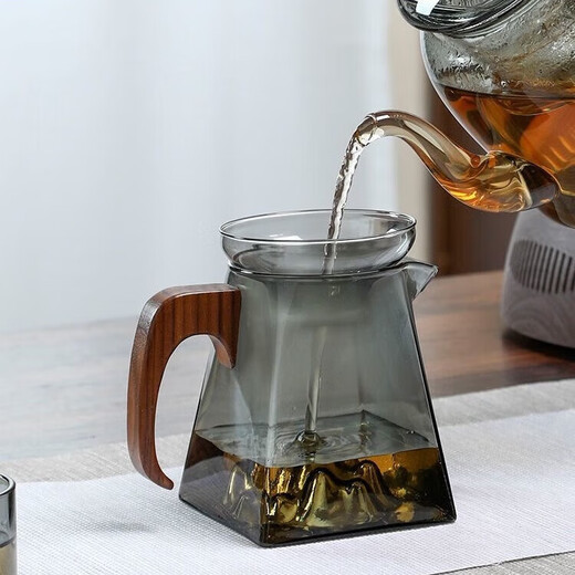 Glass teapot, integrated steaming and lifting beam tea set, tea brewing device, high temperature resistant boiling water for making tea, home tea set set, Pisces pot + male cup tea filter + 6 cup cup holder tea tray