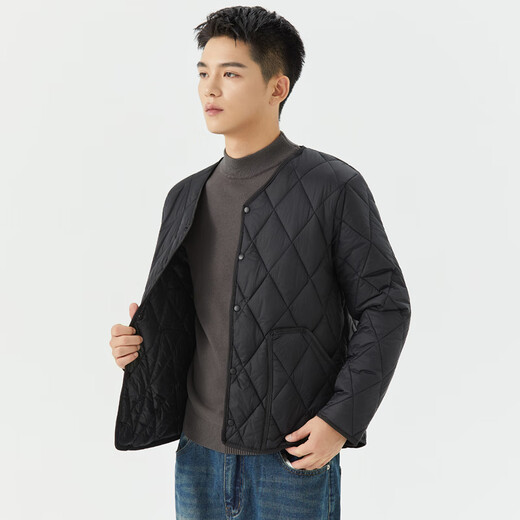 Shirt Xuan Warm Cotton Clothes Men's Lightweight Small Cotton-padded Jacket Bottoming Down Cotton Liner Middle-aged and Elderly Cold-proof Liner Cotton Clothes Winter Black XL 125-135Jin Jin is equal to 0.5 kg