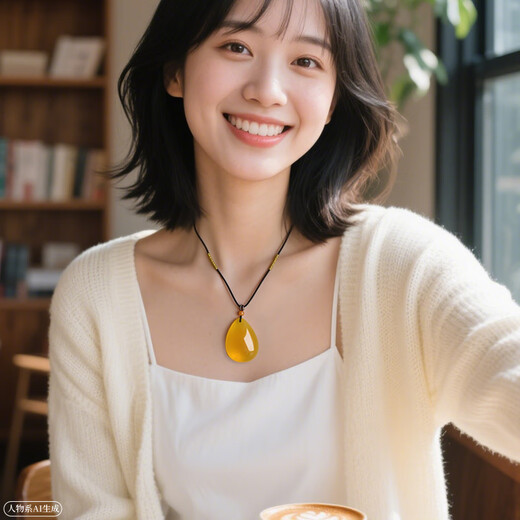 One Thousand Years Jade Chicken Oil Yellow Beeswax Wushi Brand Pendant Men's and Women's Chinese Style Auspicious Water Drop Jade Pendant Holiday Gift Style Six QZM8213i 7.78g