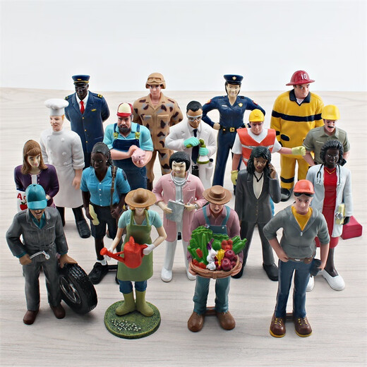 Doll model doctor, nurse teacher, chef security garden fruit farmers electrician ornaments landscaping simulation T15868 58g in all walks of life