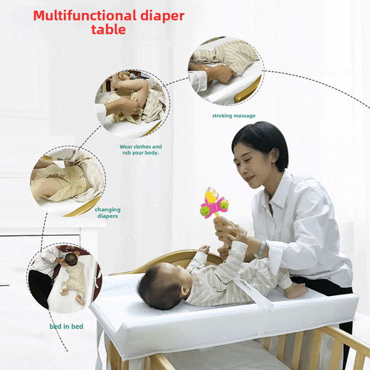 Multifunctional baby waterproof diaper pad bath massage touch diaper pad replaceable washable crib left and right protective diaper pad + giraffe cloth cover 80x43cm