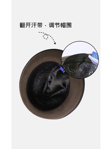 Mr DUCKMr DUCK25 Winter Australian Superfine Wool Top Hat Men's Foldable British Jazz Hat Sheepskin Hatband Meteorite Black 100 Wool XL Suitable for Head Sizes Over 60, Head Size Shot