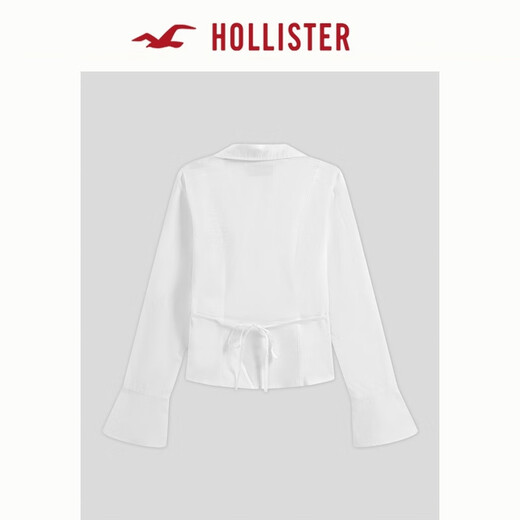 HOLLISTER25 Autumn and Winter Y2K Waist Belted Poplin Bell Sleeve Shirt Women's 340-5490 White XS (160/80A)