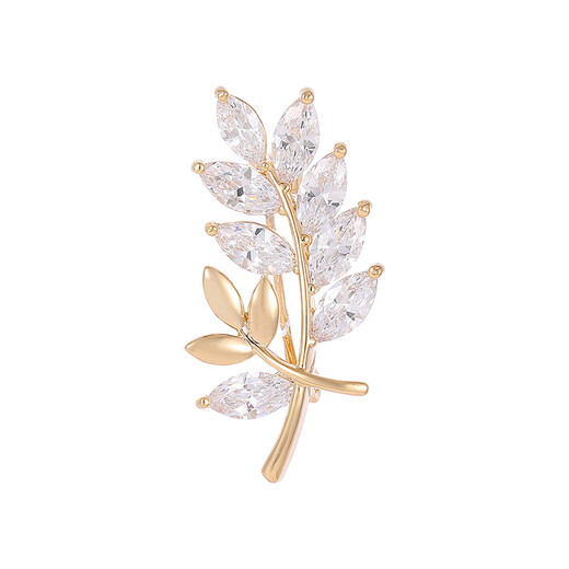 SNQP leaf brooch for women, delicate leaves, small corsage brooch, trendy birthday gift, champagne gold