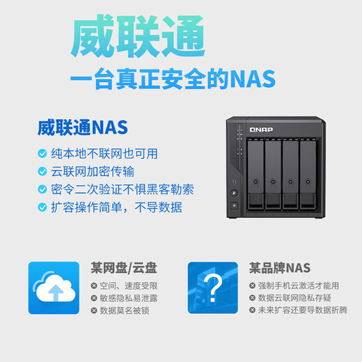 威联通（QNAP）Qu405企业级家庭存储 N355 16G内存 48T容量四盘位网络存储NAS私有云 AI相册手机备份 网盘服务器