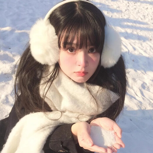 JIOESC white earmuffs for women in winter, cute plush earmuffs, antifreeze earbags, warm Northeast cycling, cold protection earmuffs, earmuffs - white