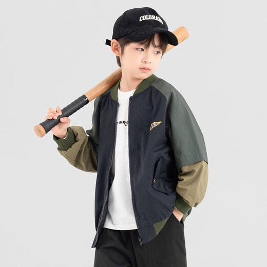 Duojia Boys Casual Jacket 2025 Spring and Autumn American Retro Baseball Uniform Top Children's Trendy Contrast Color Work Jacket