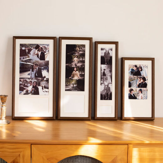 Yusenyi diy photo frame couple wedding photo print photo long palace grid black walnut frame wall hanging 1536 teak color washed photo contact customer service inner diameter 1038cm