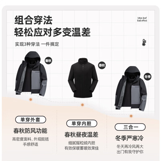 SHANSHAN Jacket Men's 2025 Winter Business Casual Men's Removable Liner Plus Velvet One-Wear Three-Wear Long-Sleeved Jacket Black L /175