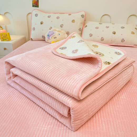 Nanjiren cotton bed cover double-sided one cotton one velvet thickened milk velvet bed sheet 1.5m