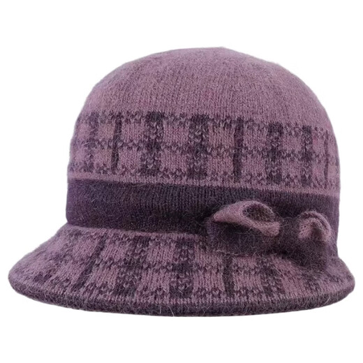 Winter thickened warm wool hat for the elderly, grandma, middle-aged and elderly windproof neck protection knitted cotton hat, multi-color one-size-fits-all purple one-size-fits-all