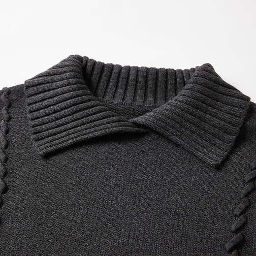 Xiangying Gray Lapel Sweater Women's 2025 Winter New Relaxed Pullover Loose Wool Sweater Top Dark Gray L 165/88A/110-125Jin Jin is equal to 0.5 kg
