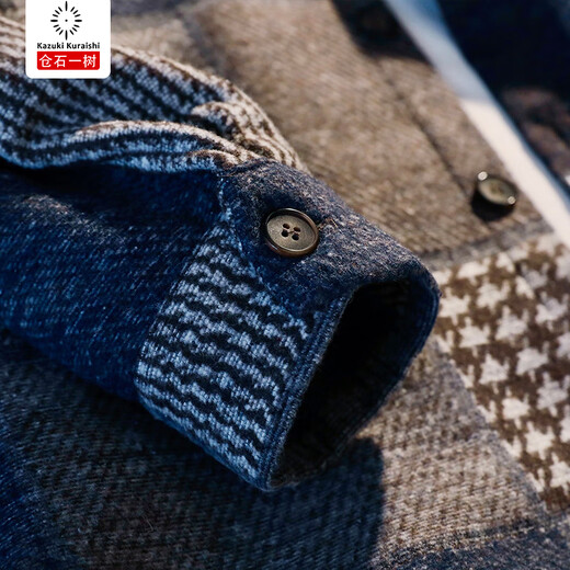 Kuraishi Kazuki trendy brand Pi Shuai 2025 spring and autumn lapel woolen shirt jacket men's thickened high-end light luxury casual plaid jacket brown 2XL