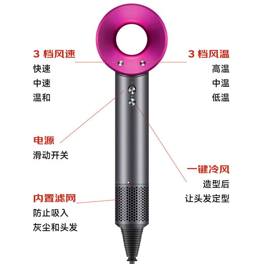 High-speed hair dryer Dyson 1 1 replacement household hair dryer 1600W hair salon high wind power hair dryer fast drying low noise does not hurt hair Macaron color