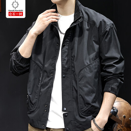 Kuraishi Kazuki high-end outdoor handsome men's jacket spring and autumn new American casual stand collar loose short work jacket Moni Green XL suitable weight 135-150Jin Jin equals 0.5 kg