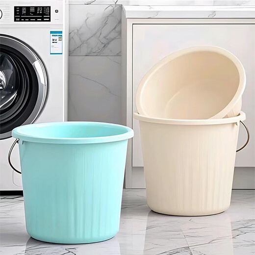 Household solid color laundry thickened water storage bucket student plastic bucket set dormitory bath universal simple storage bucket green BW2055 youth basin